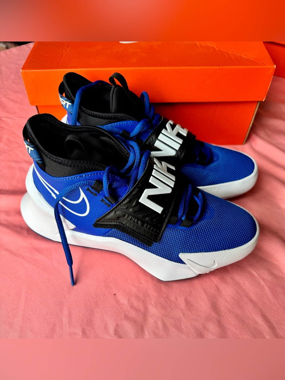 Nike Kids Royal Blue and White Strap Sneakers